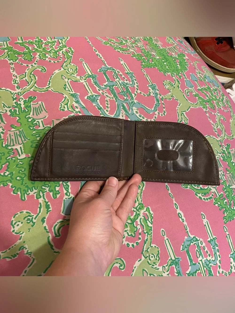 ROGUE INDUSTRIES Front Pocket Wallet Billfold Brown Genuine Bison Leather